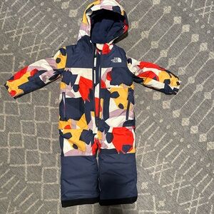 The North Face Blue and Red Snowsuit